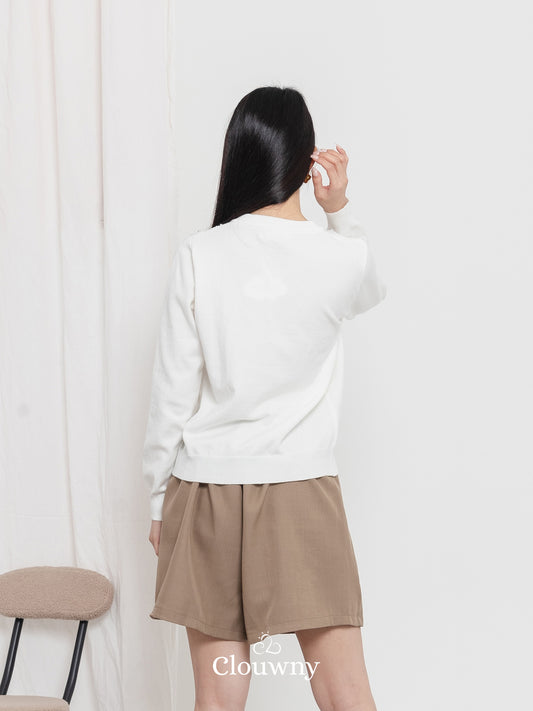 Anya Button Knit Cardigan - White