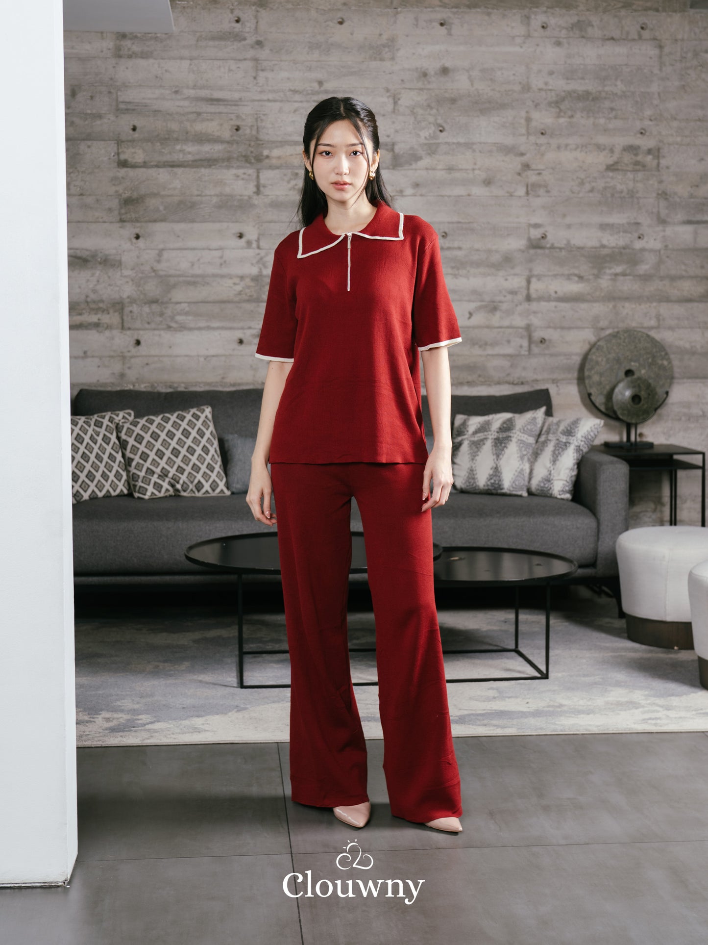 Lucia Knit Set - Maroon