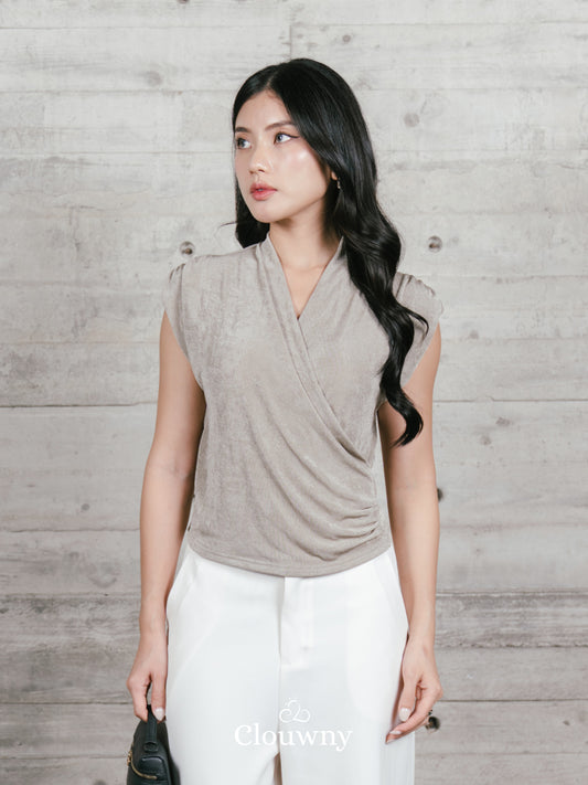 Gemi Vneck Knit Top - Oat