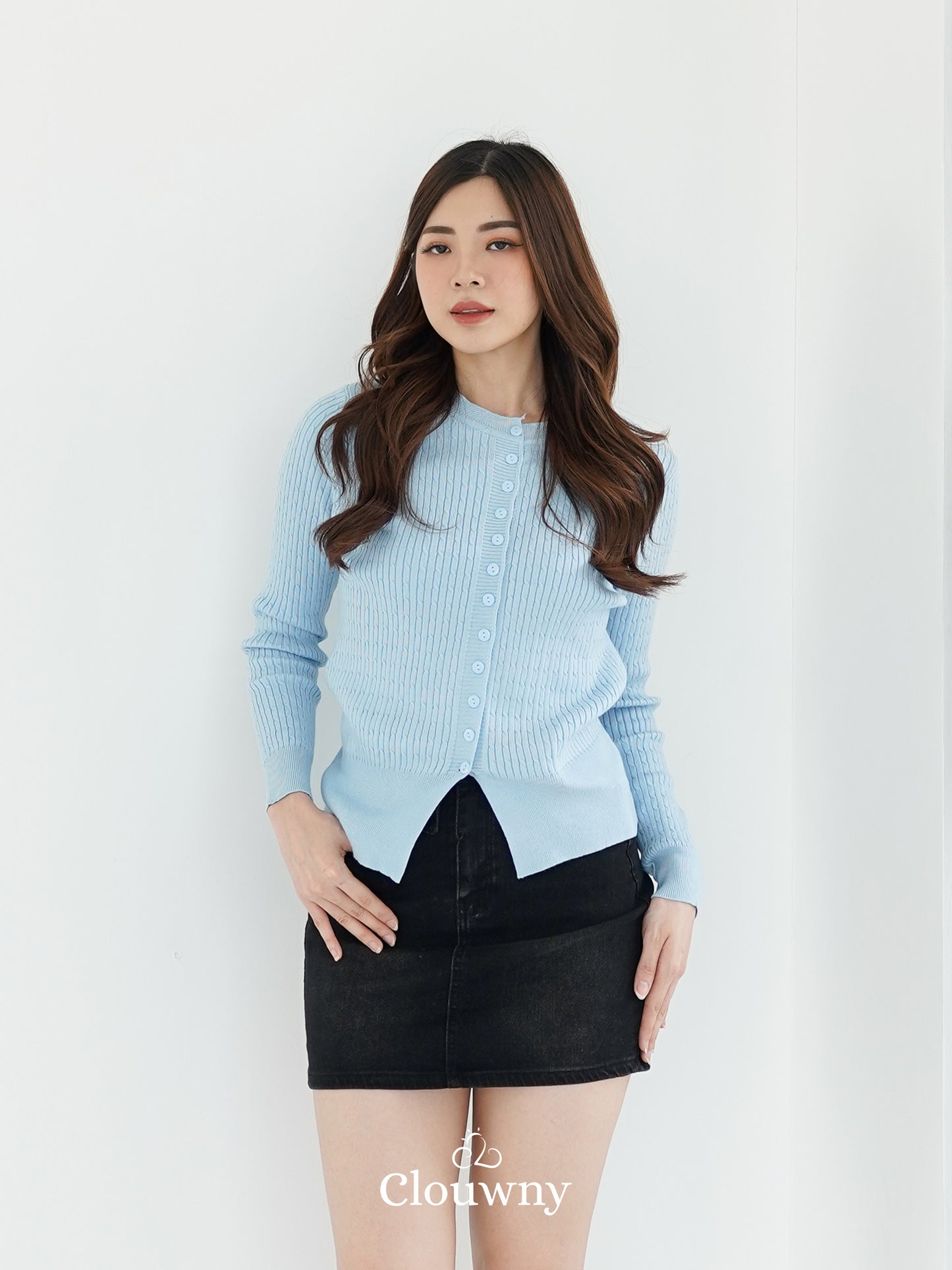 Nesa Button Knit Top - Light Blue