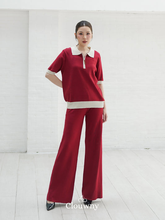 Zippy Knit Set - Maroon