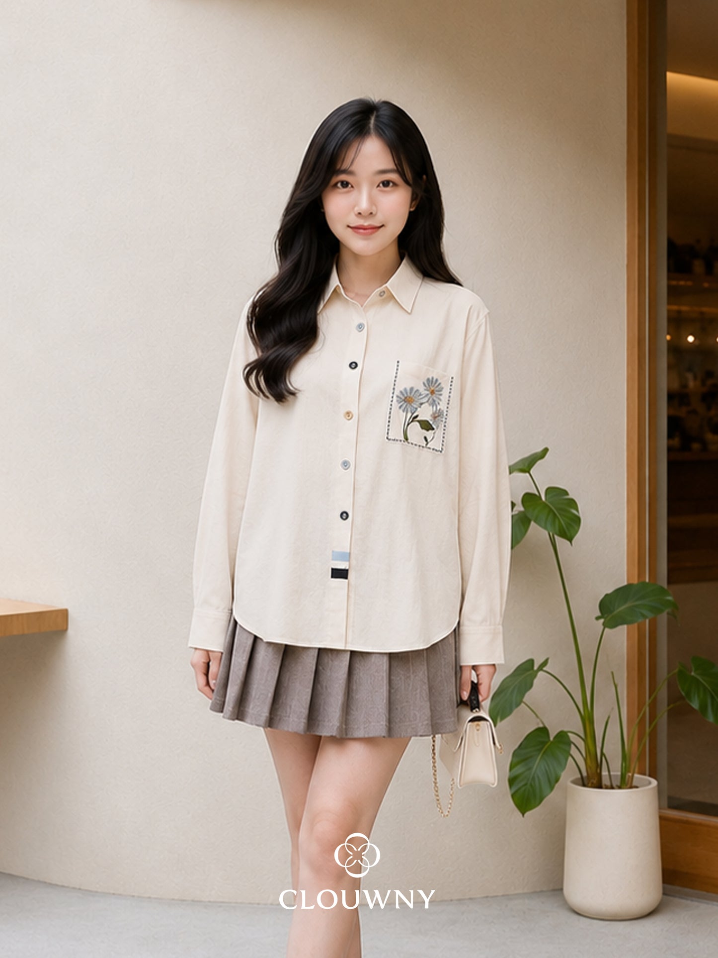 Moshi Button Cotton Longsleeve Shirt - White