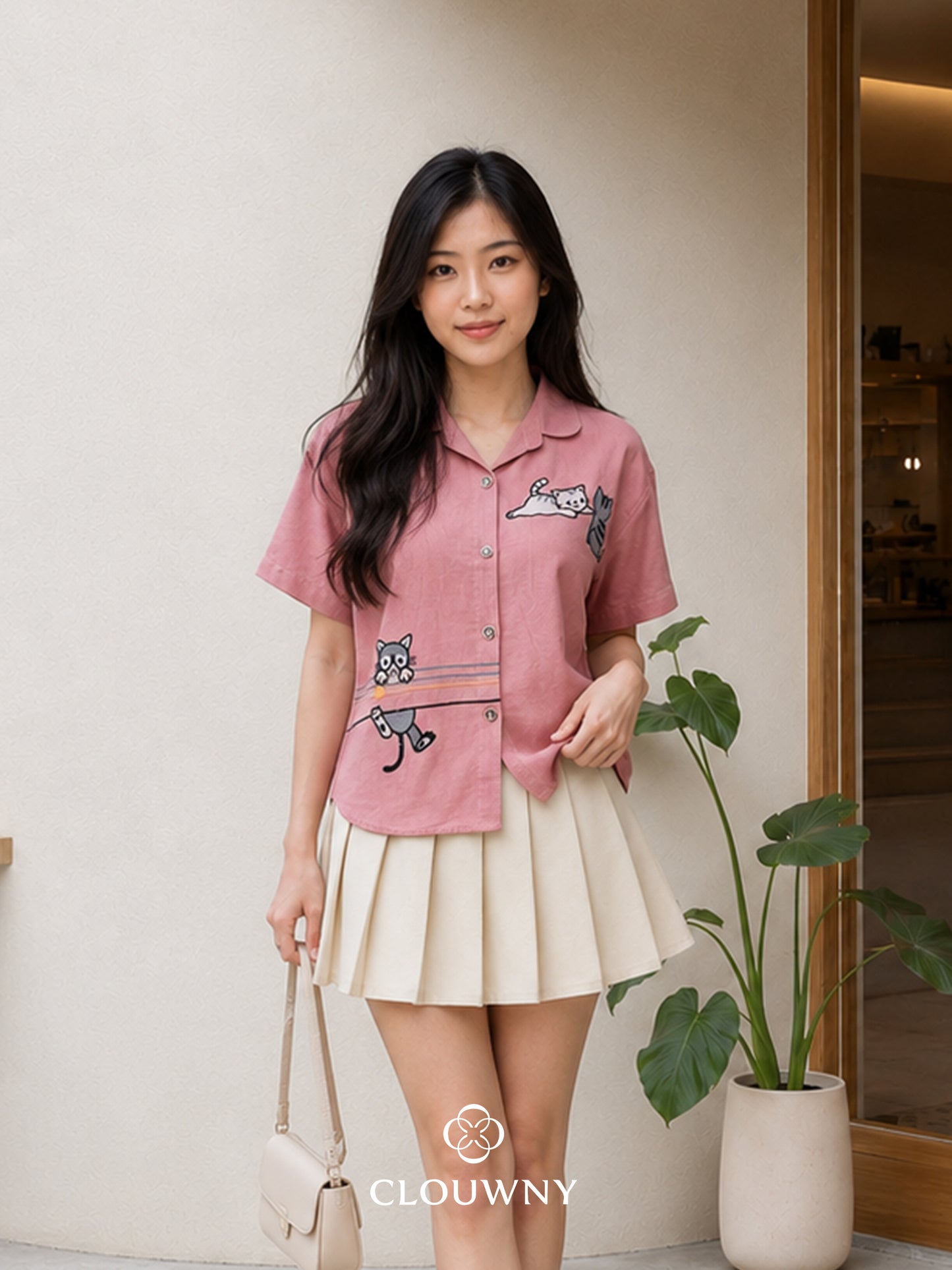 Silvester Button Cotton Shirt - Pink