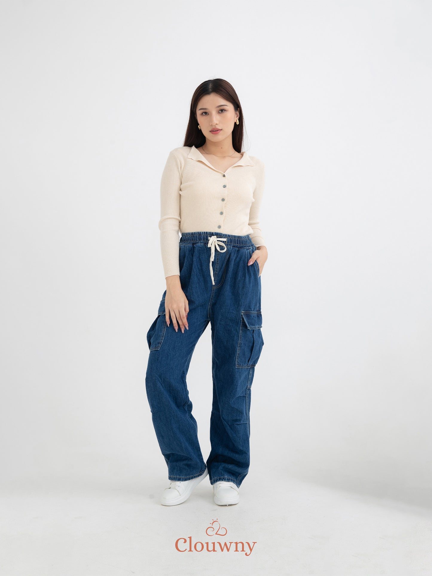 Joy Cargo Denim Pants - Dark Blue