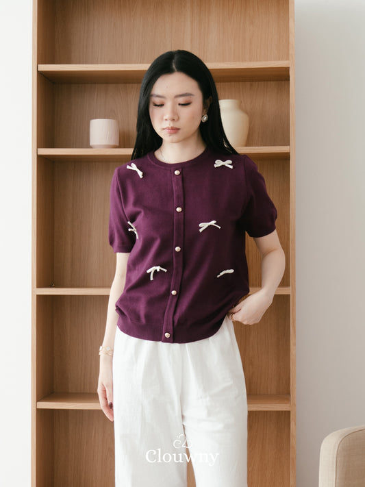 Ferlina Bow Knit Top - Magenta
