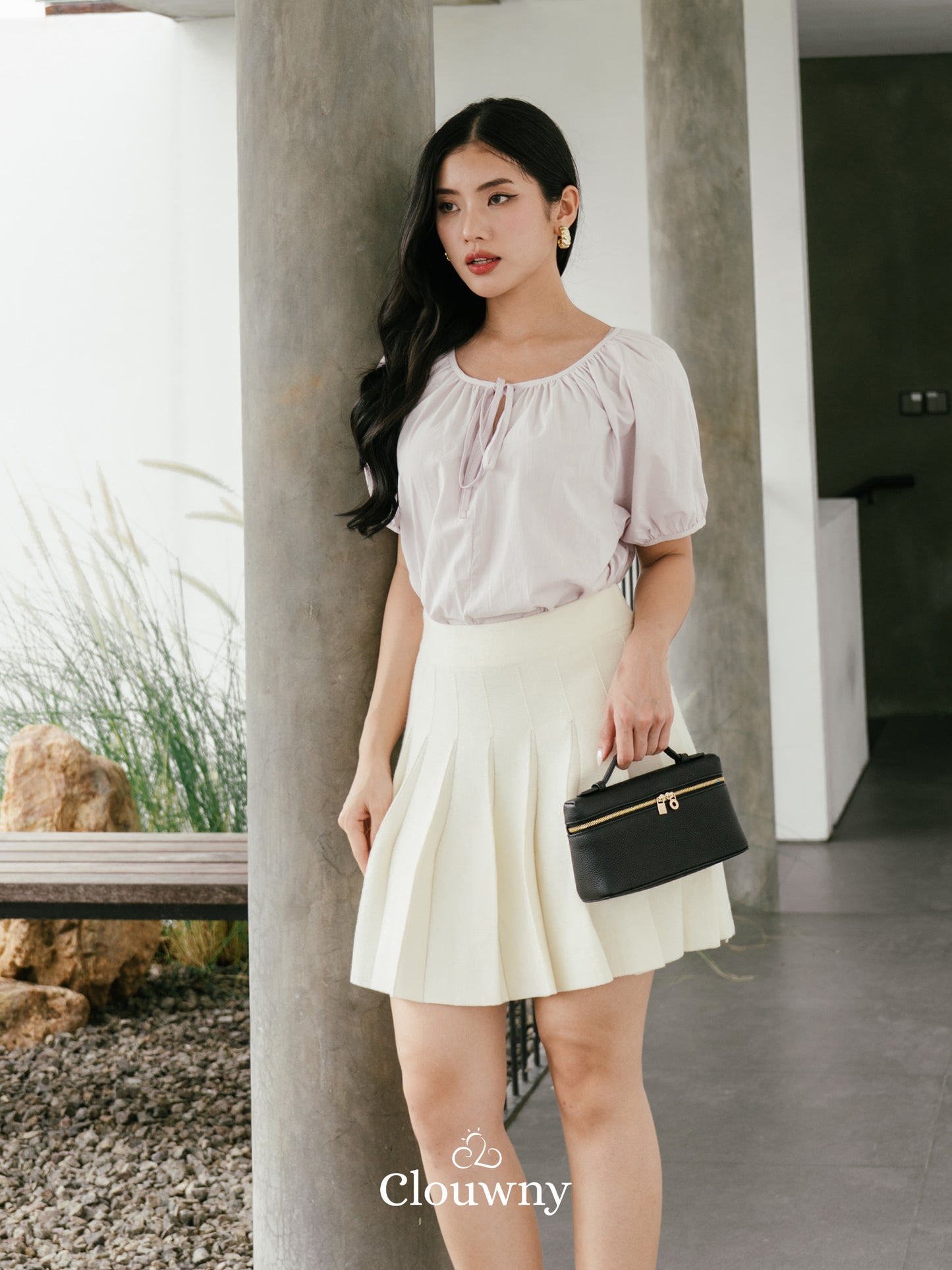 Imo Bow Cotton Blouse - Lilac
