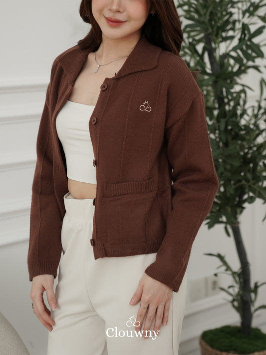 Gratia Pocket Knit Cardigan - Coffee