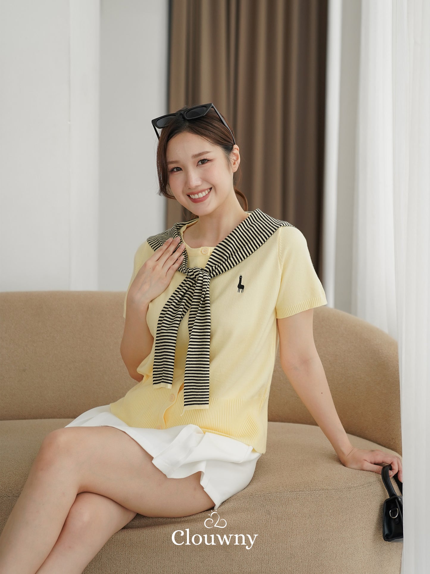 Yama Scarf Knit Top - Yellow
