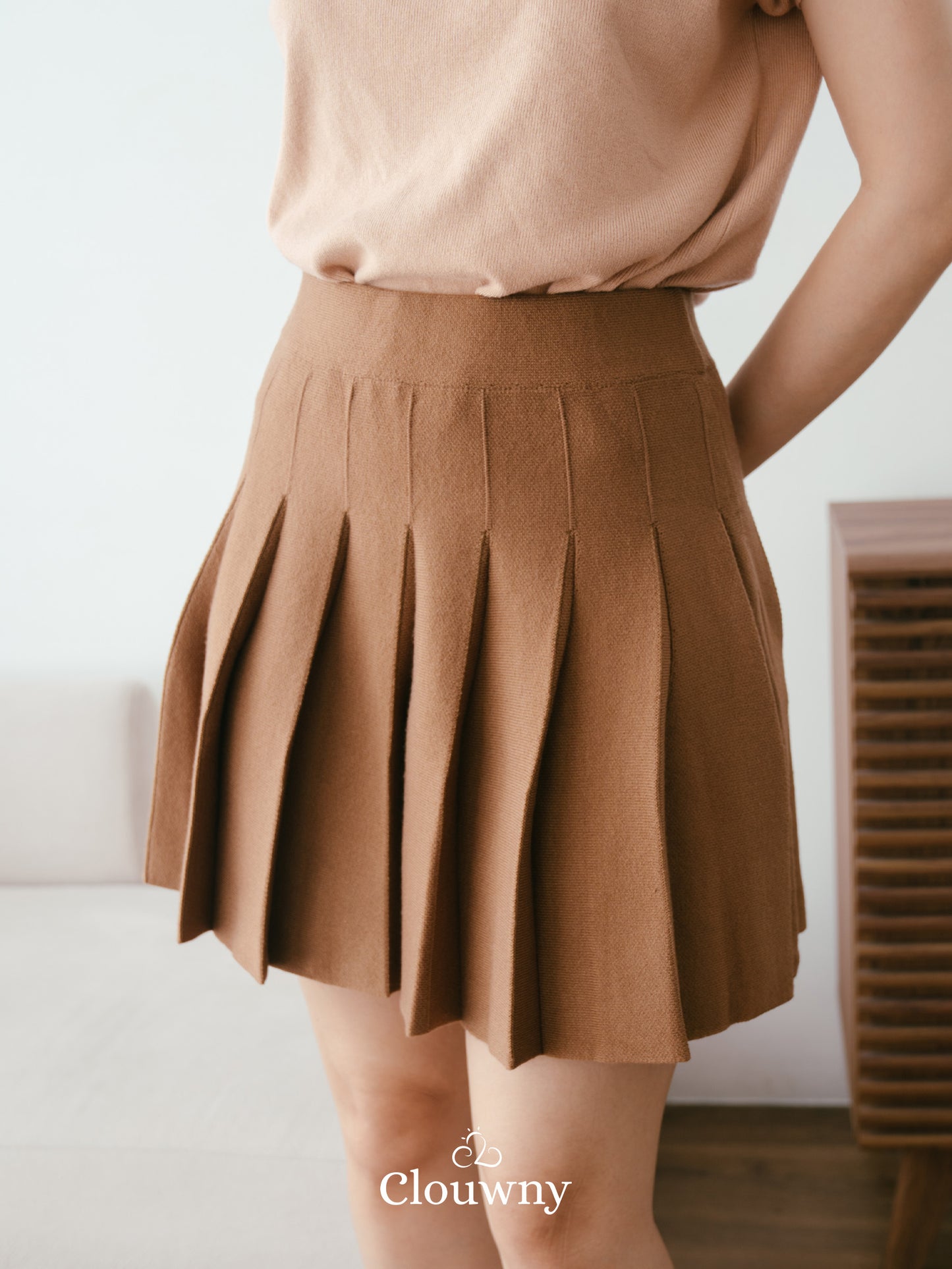 Pleated Knit Skirt - Mocca
