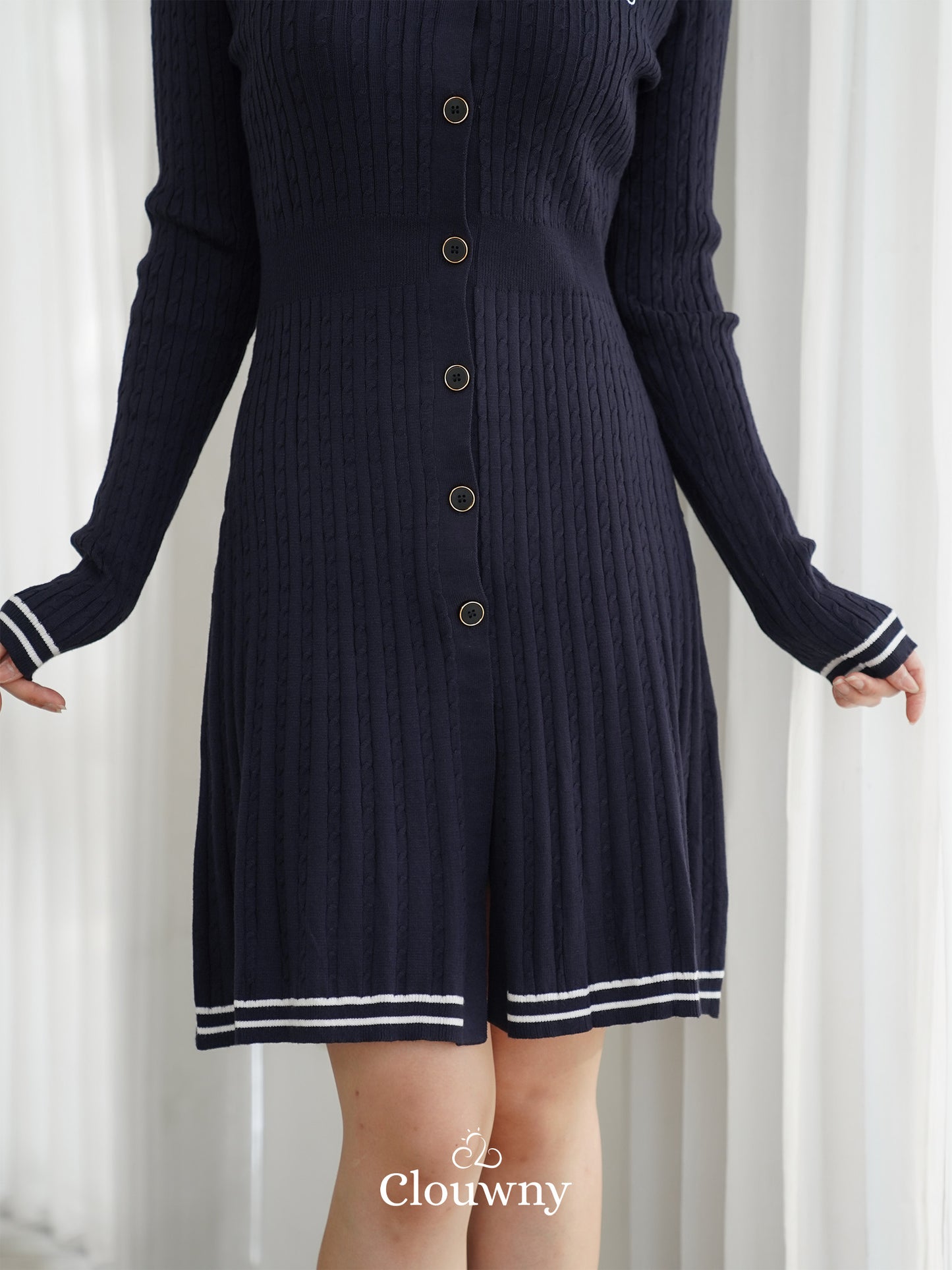 Scarlet Longsleeve Knit Dress - Navy