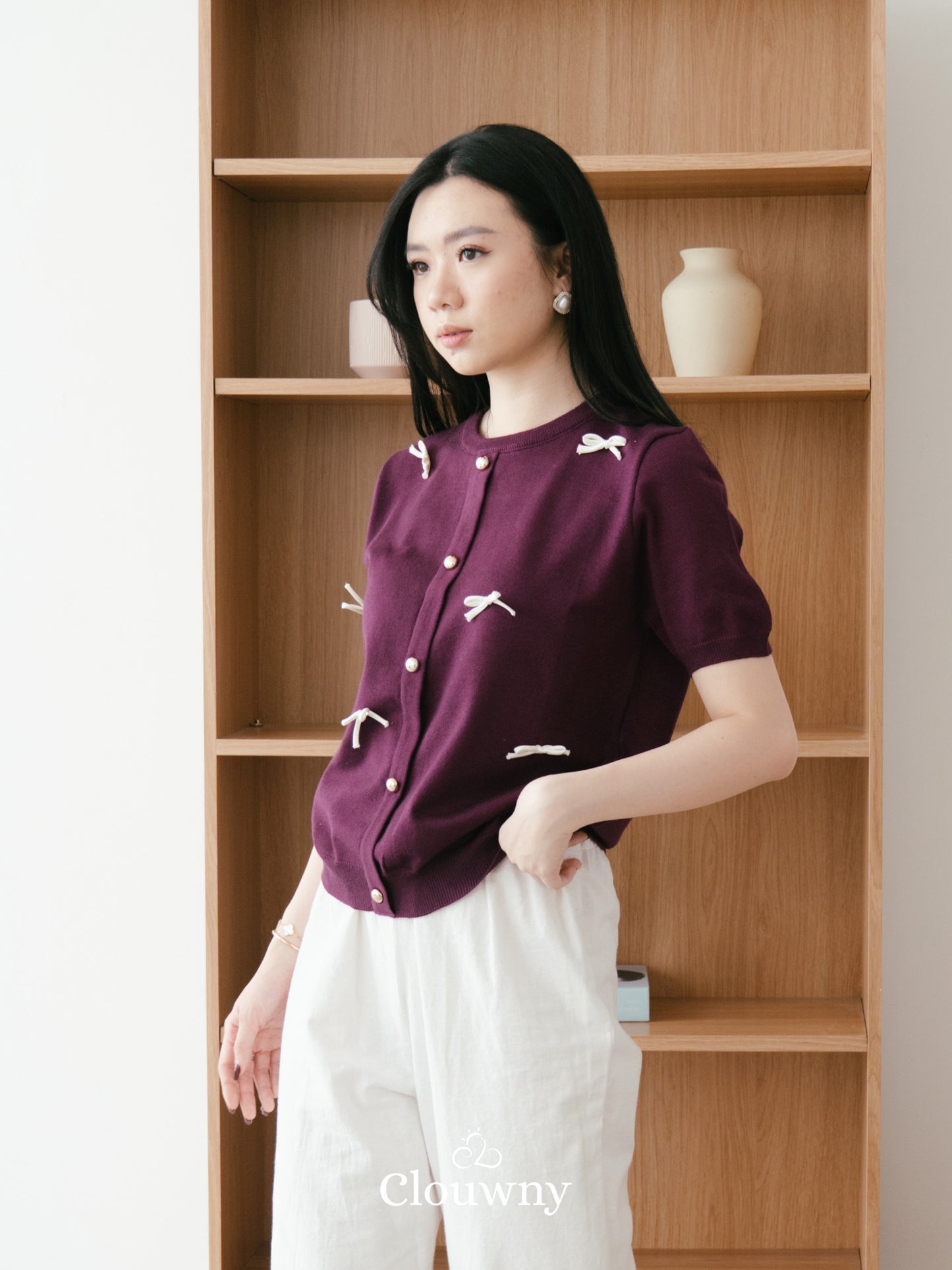 Ferlina Bow Knit Top - Magenta