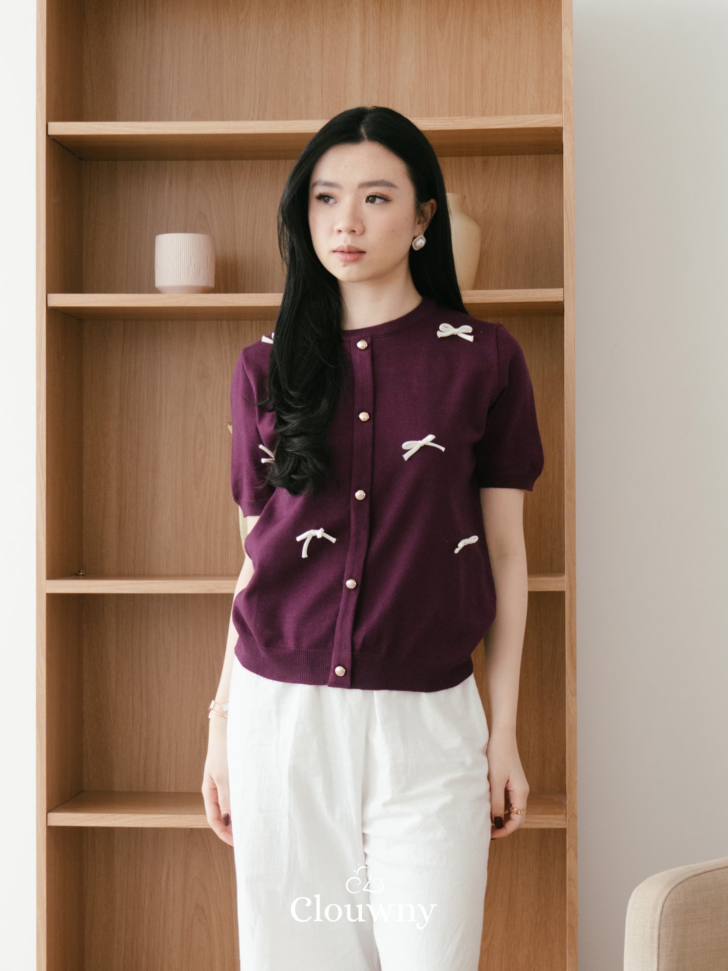 Ferlina Bow Knit Top - Magenta