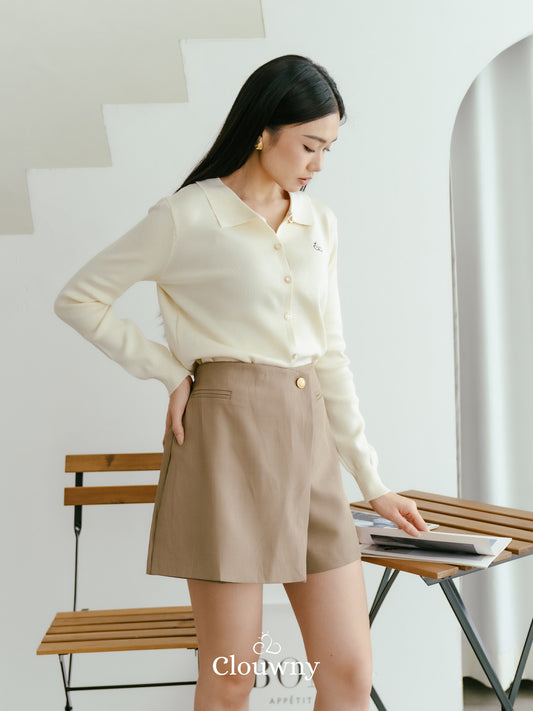 Nava Collar Knit Cardigan - Cream