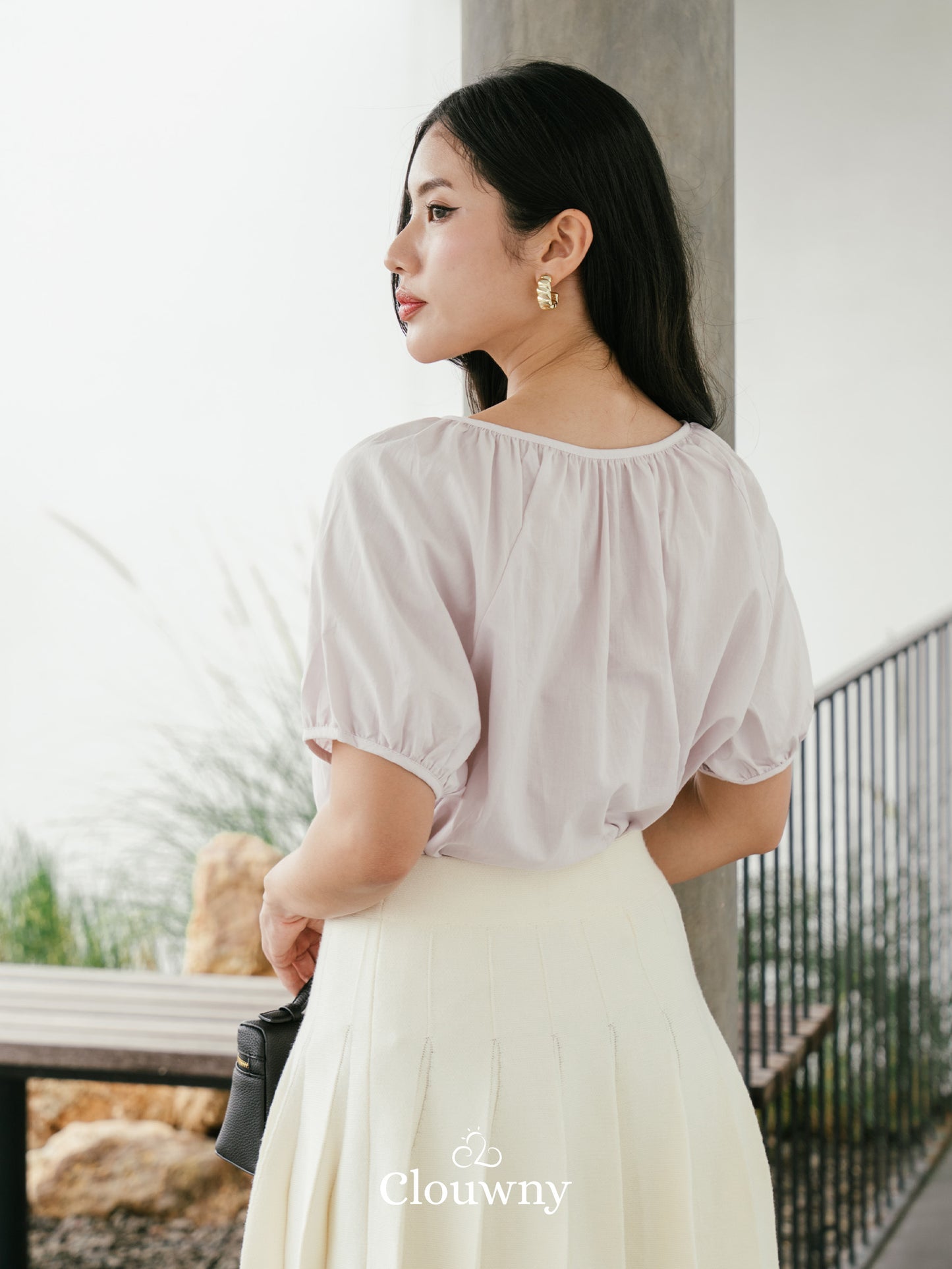 Imo Bow Cotton Blouse - Lilac