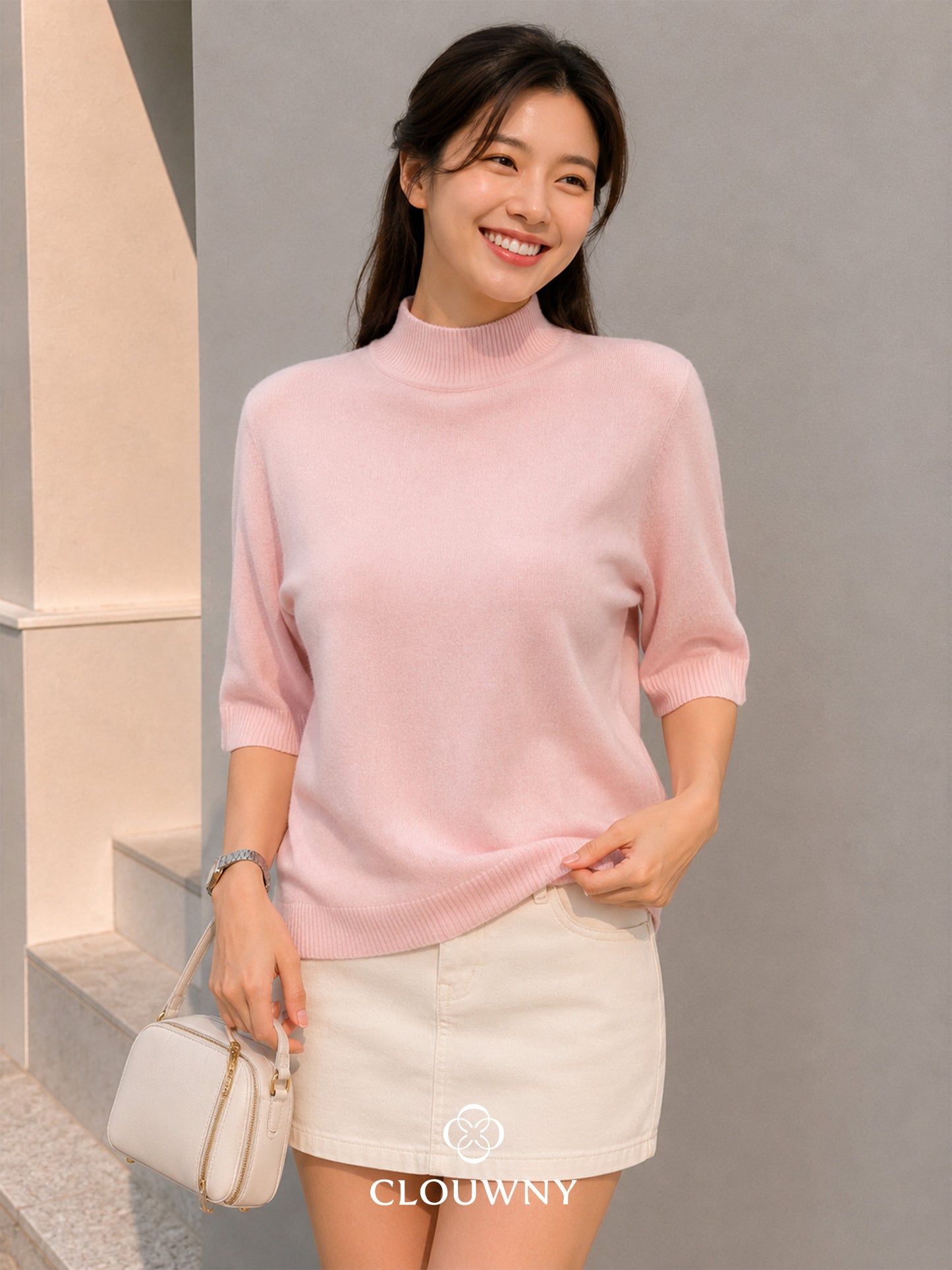 West Round Knit Top - Pink
