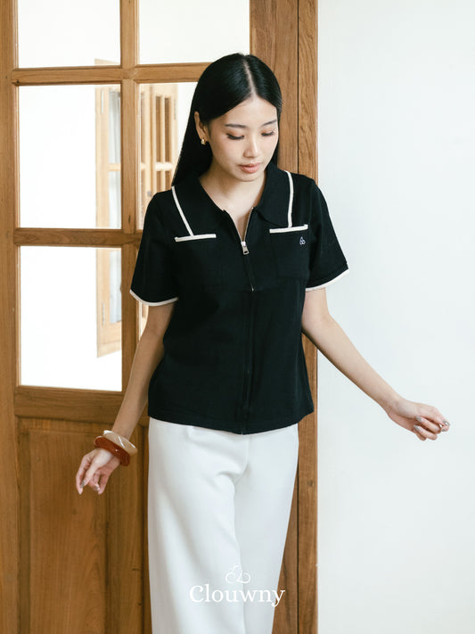 Mesa List Zipper Top - Black