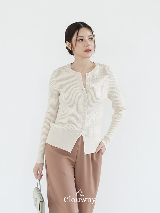 Nesa Button Knit Top - Cream