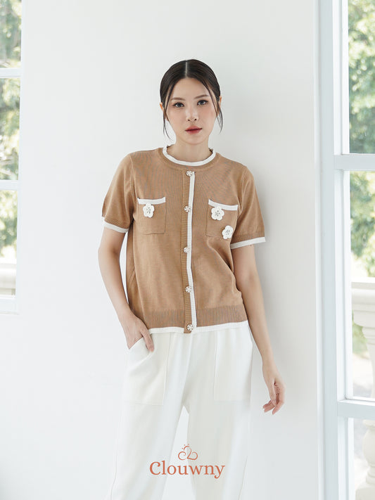 Bless Flower Top - Khaki