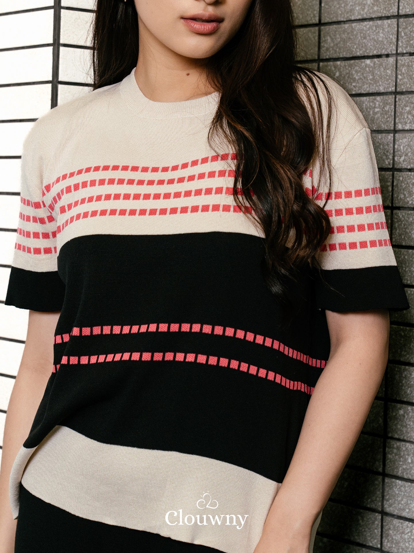 Orly Two Tone Knit Set - Black