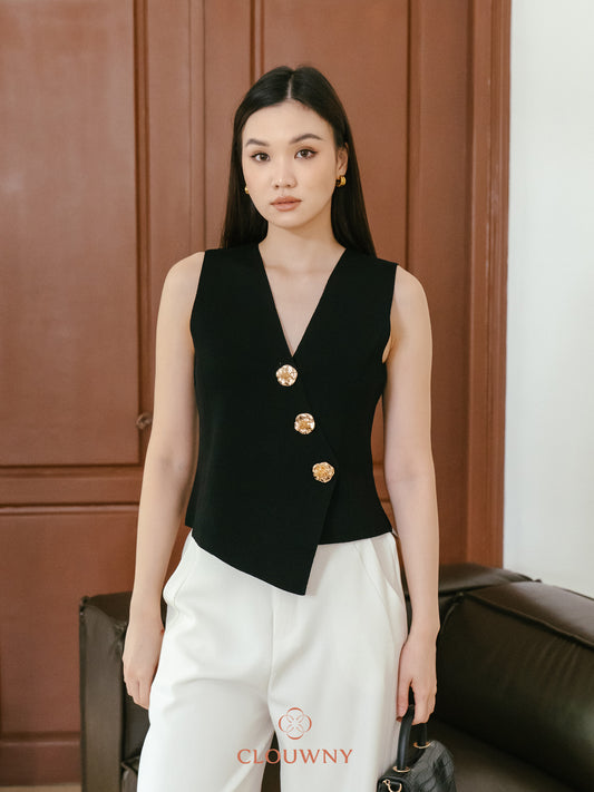 Bianca Asymmetric Vest - Black