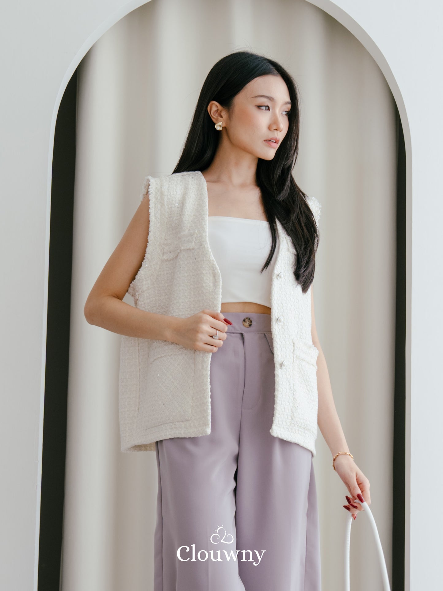 Nada Tweed Vest - White