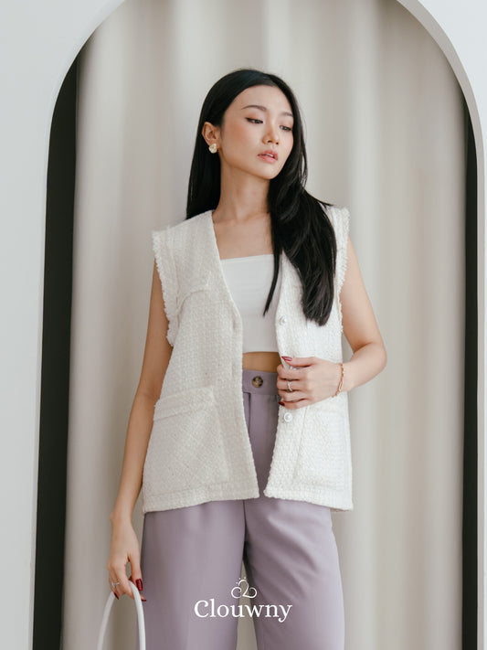 Nada Tweed Vest - White