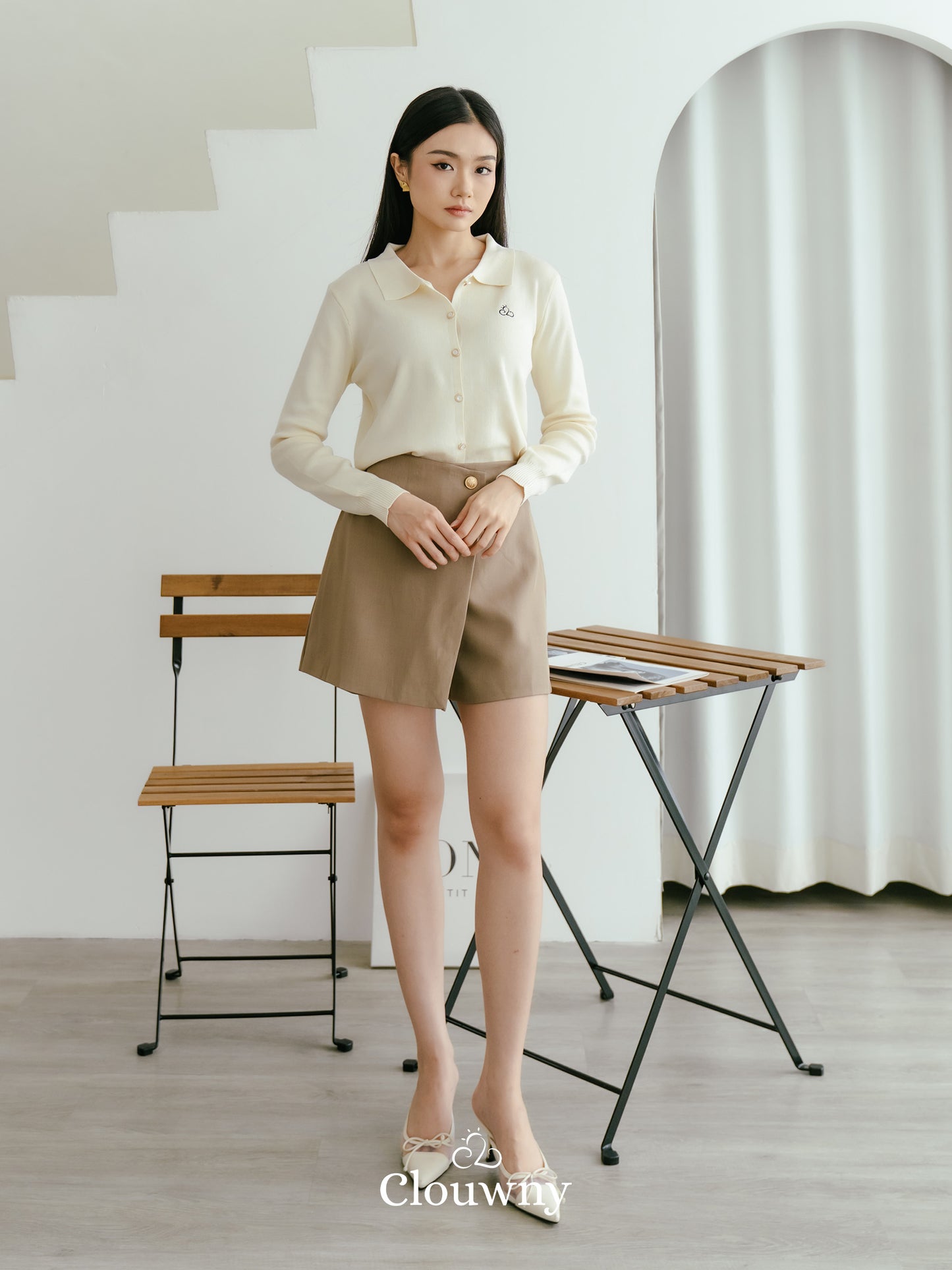 Nava Collar Knit Cardigan - Cream