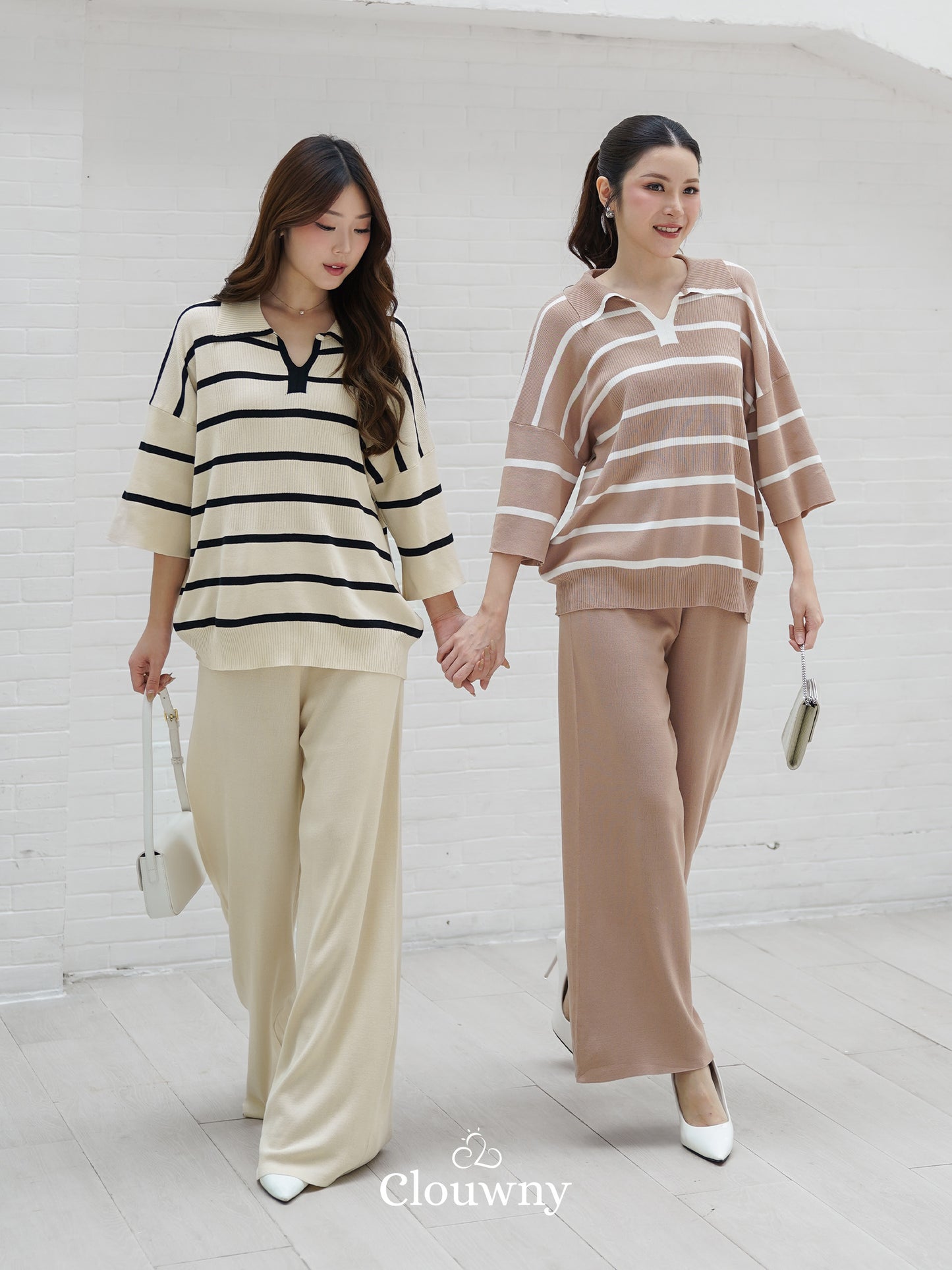 Set Garis Natasya - Krem