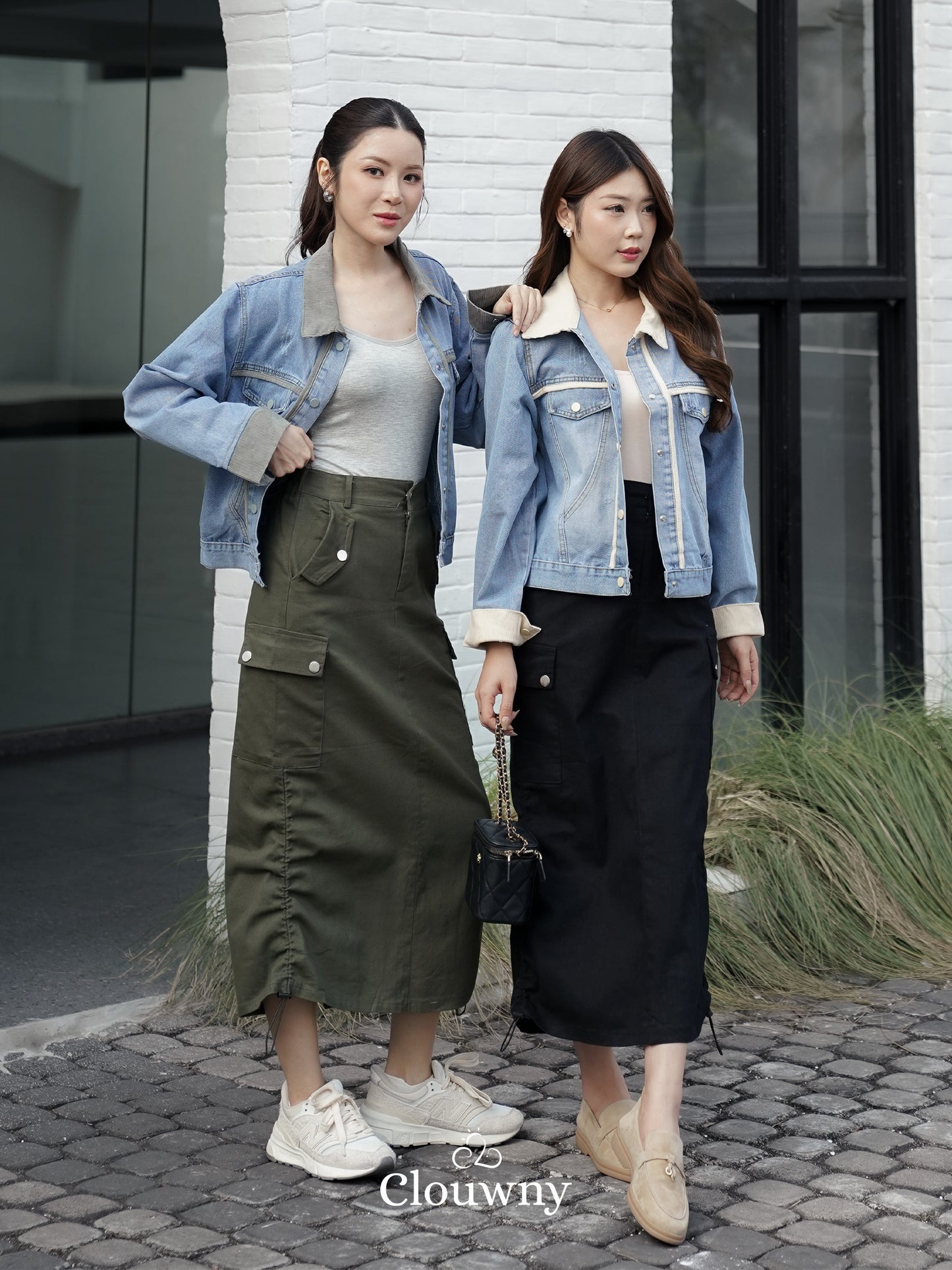 Dex Cargo Denim Skirt - Black