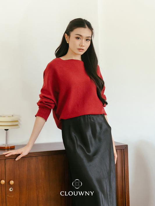 Arvi Glitter Batwing Top - Maroon