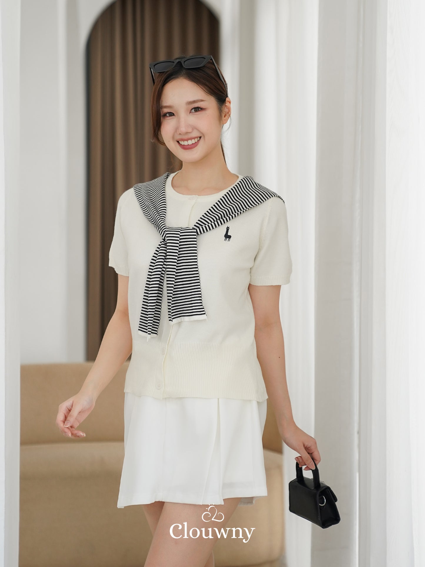 Yama Scarf Knit Top - Broken White