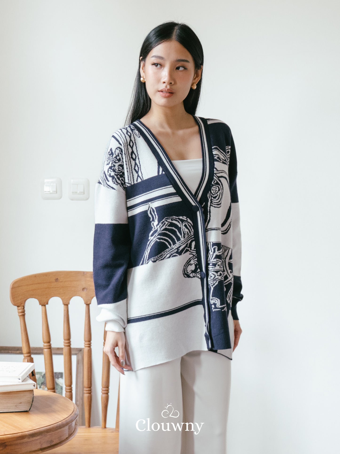 Fleur Knit Cardigan - Navy