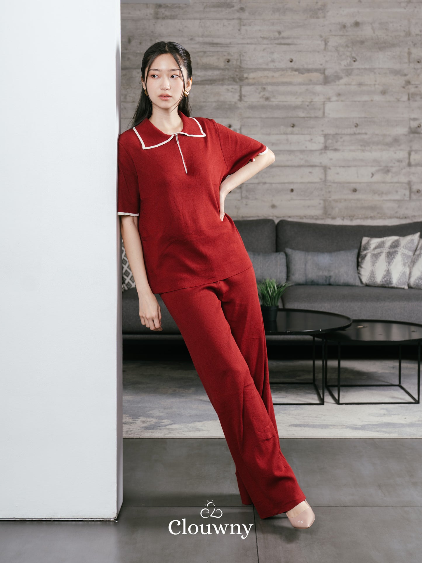 Lucia Knit Set - Maroon