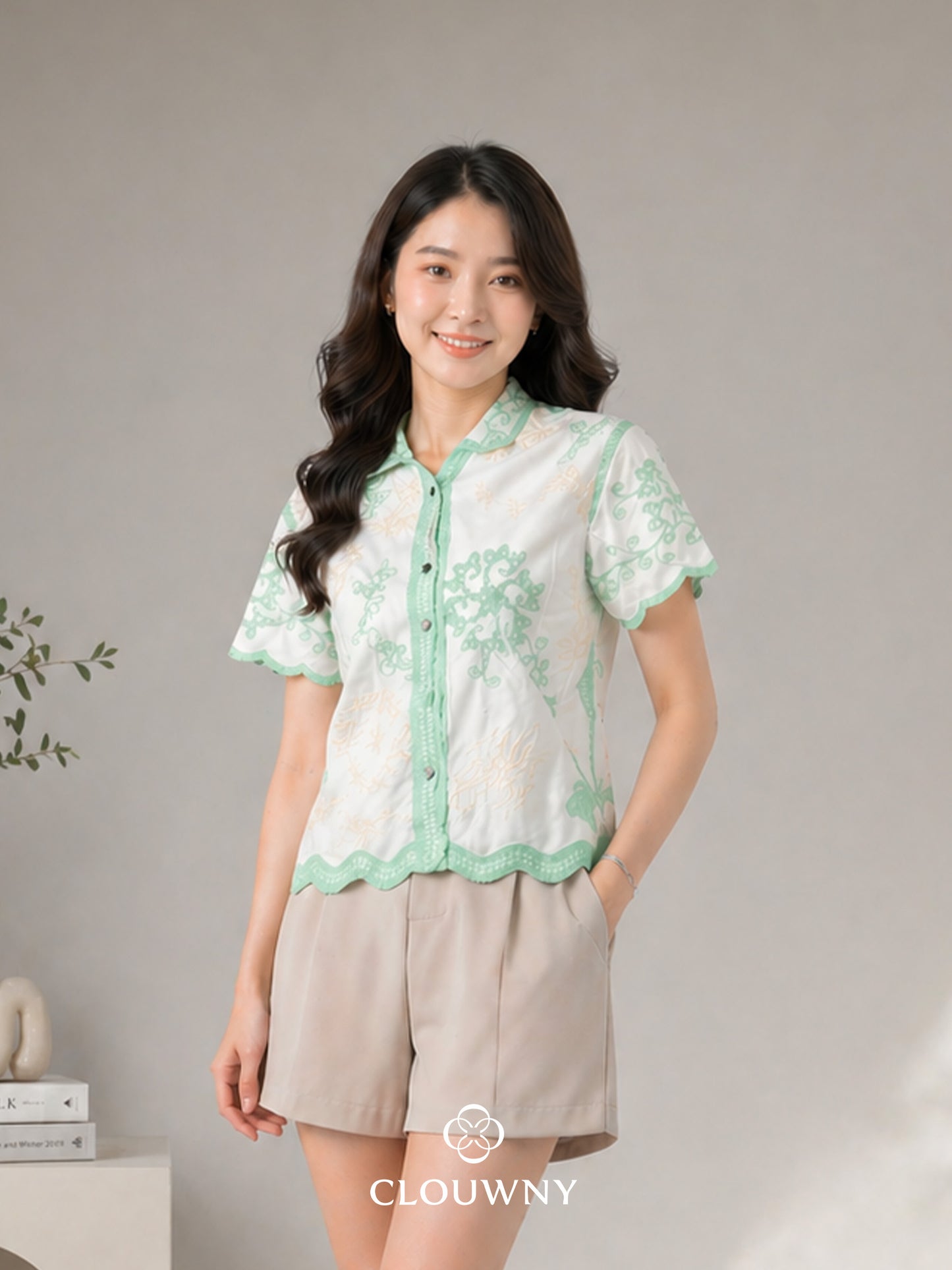 Colda Embroidery Shirt - Green