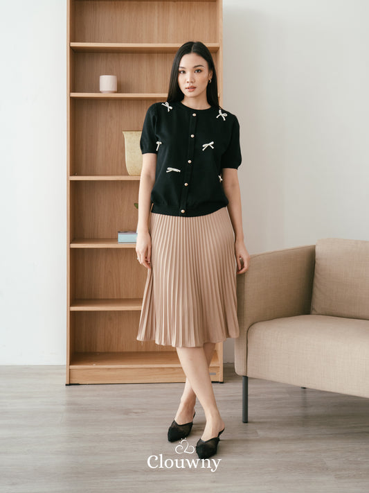 Ferlina Bow Knit Top - Black