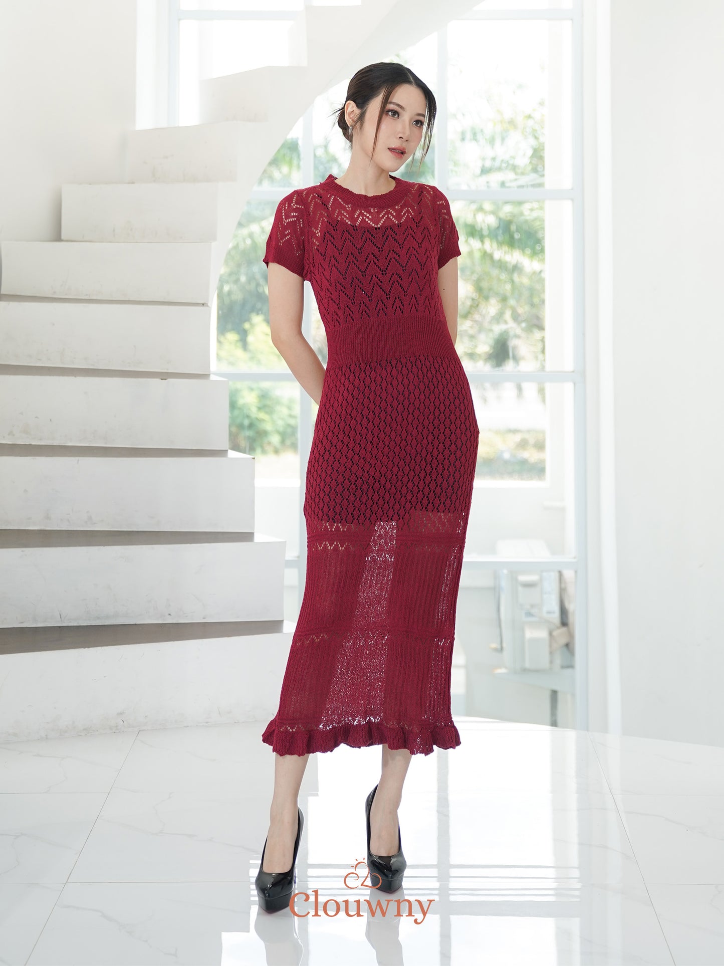 Frabel Knit Dress - Maroon
