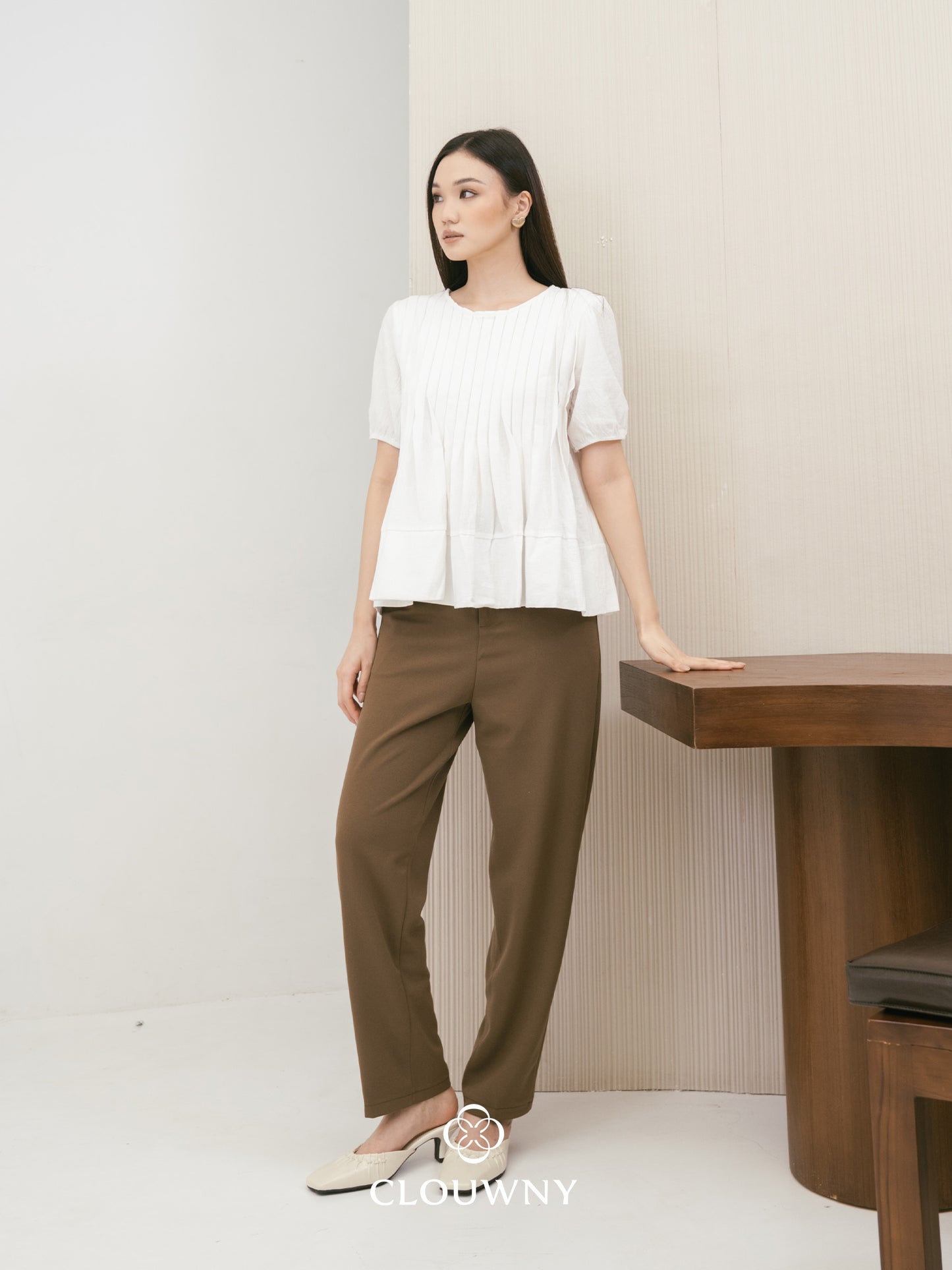 Elysia Pleated Top - White
