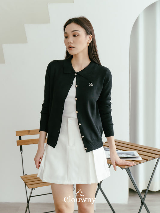 Nava Collar Knit Cardigan - Black