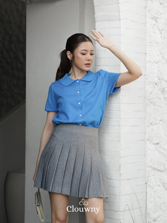Pleated Knit Skirt - Grey
