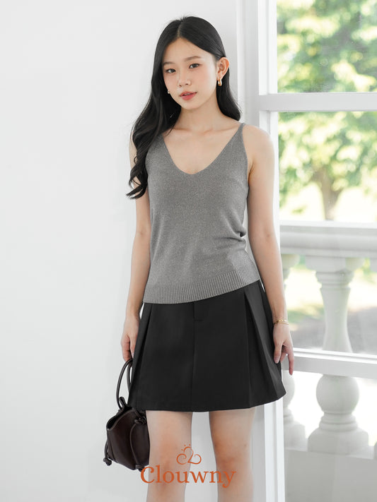 Dela Spaghetti Glitter Tanktop - Grey