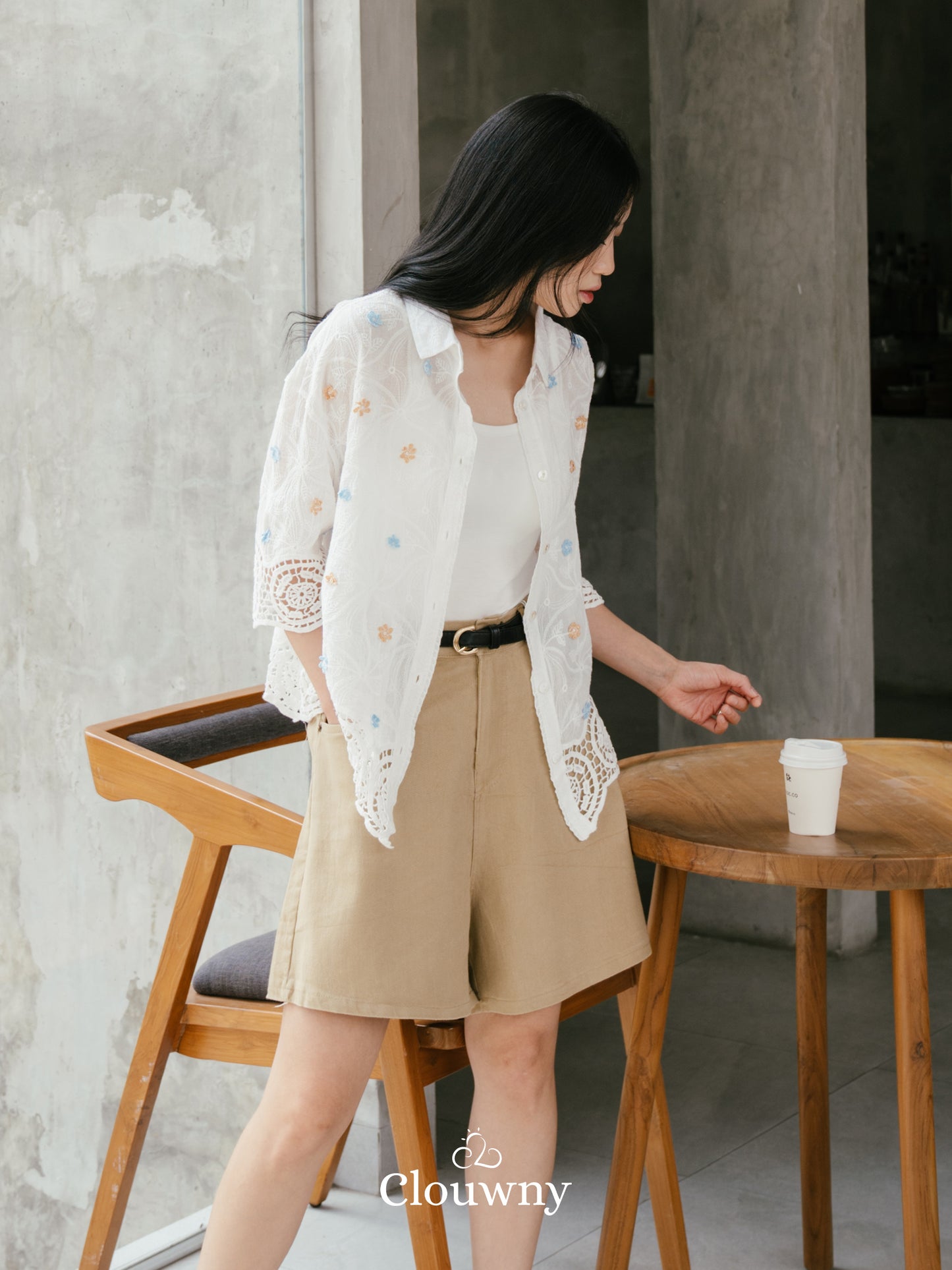 Evelyn Crochet Shirt - White