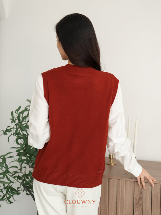 Merita Button Combi Top - Maroon