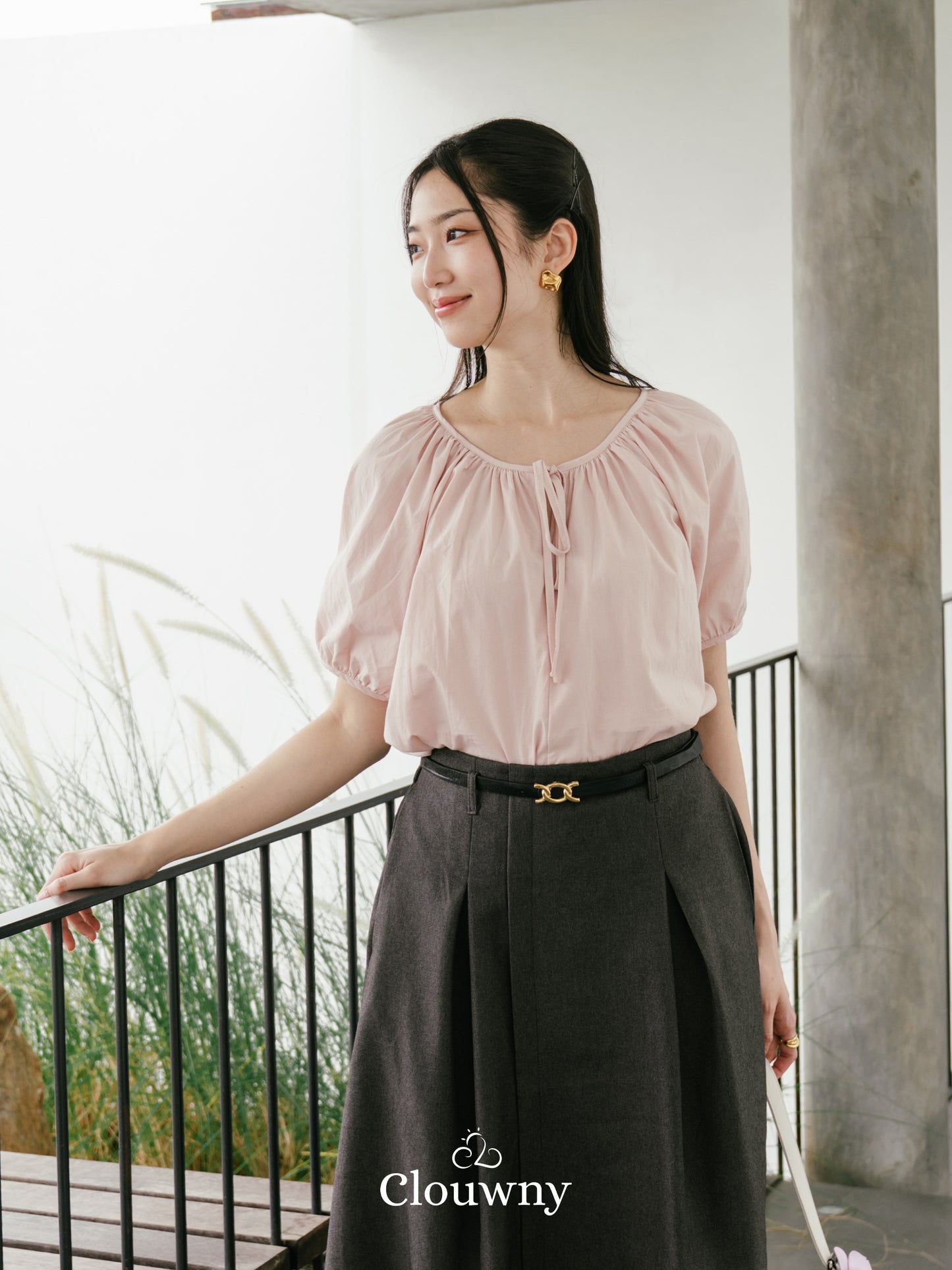 Imo Bow Cotton Blouse - Pink