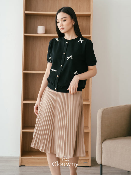 Ferlina Bow Knit Top - Black