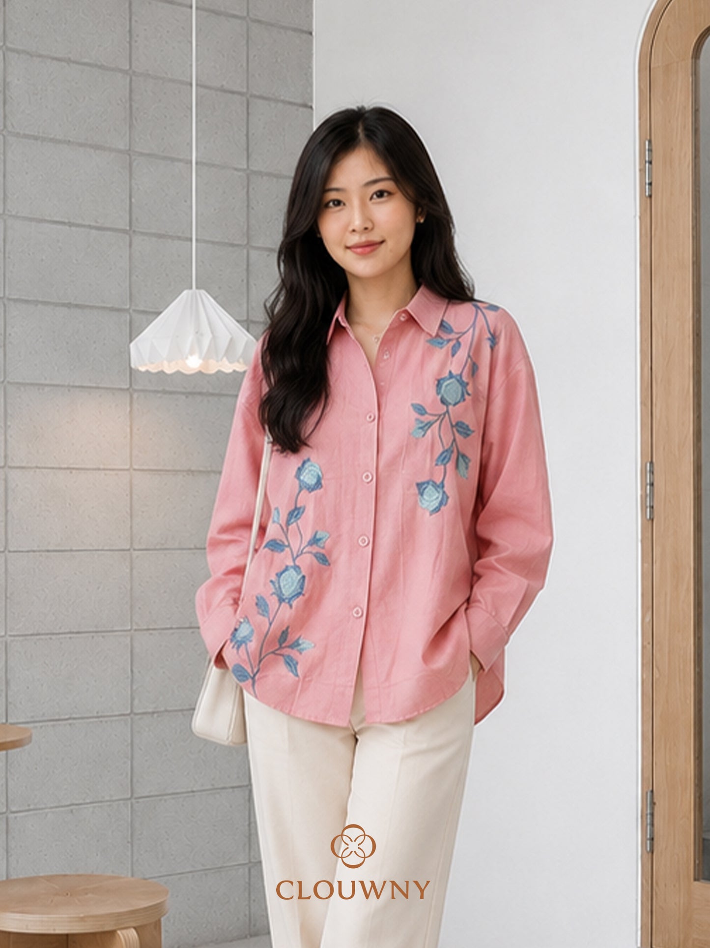 Vinda Button Cotton Longsleeve - Pink