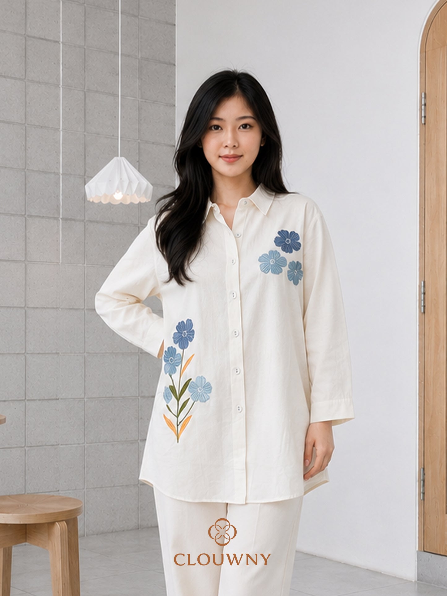 Jamie Double Button Shirt - White