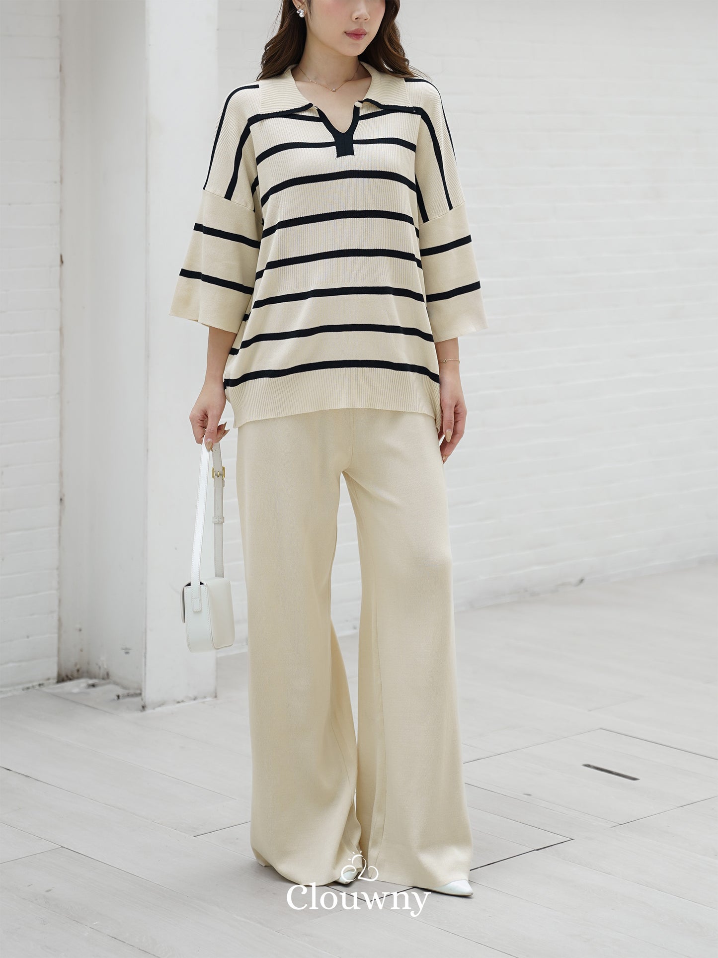 Set Garis Natasya - Krem