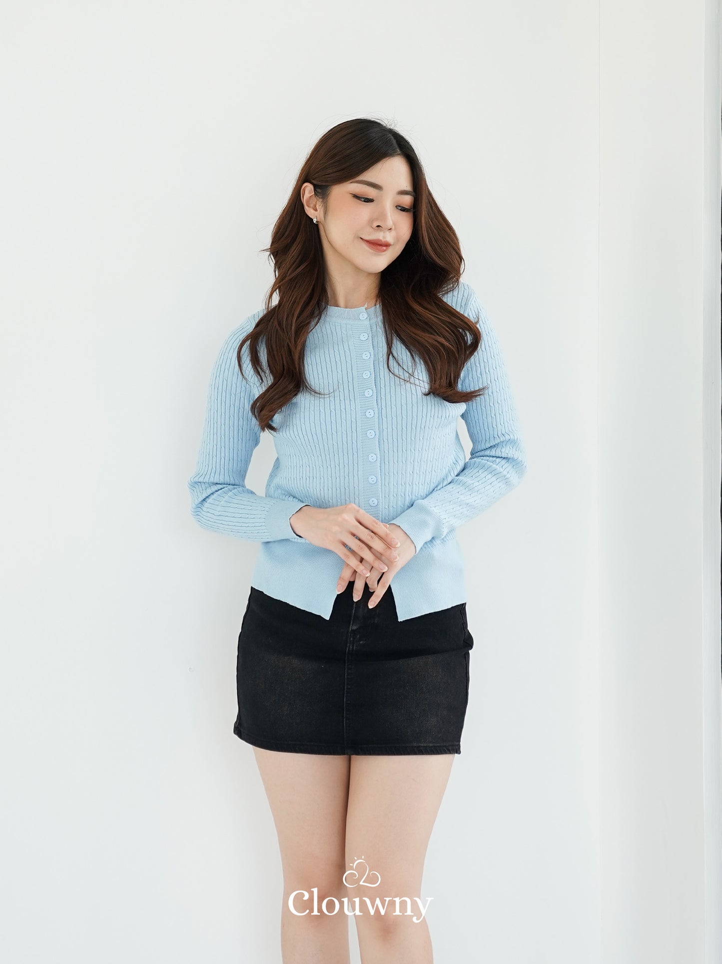 Nesa Button Knit Top - Light Blue