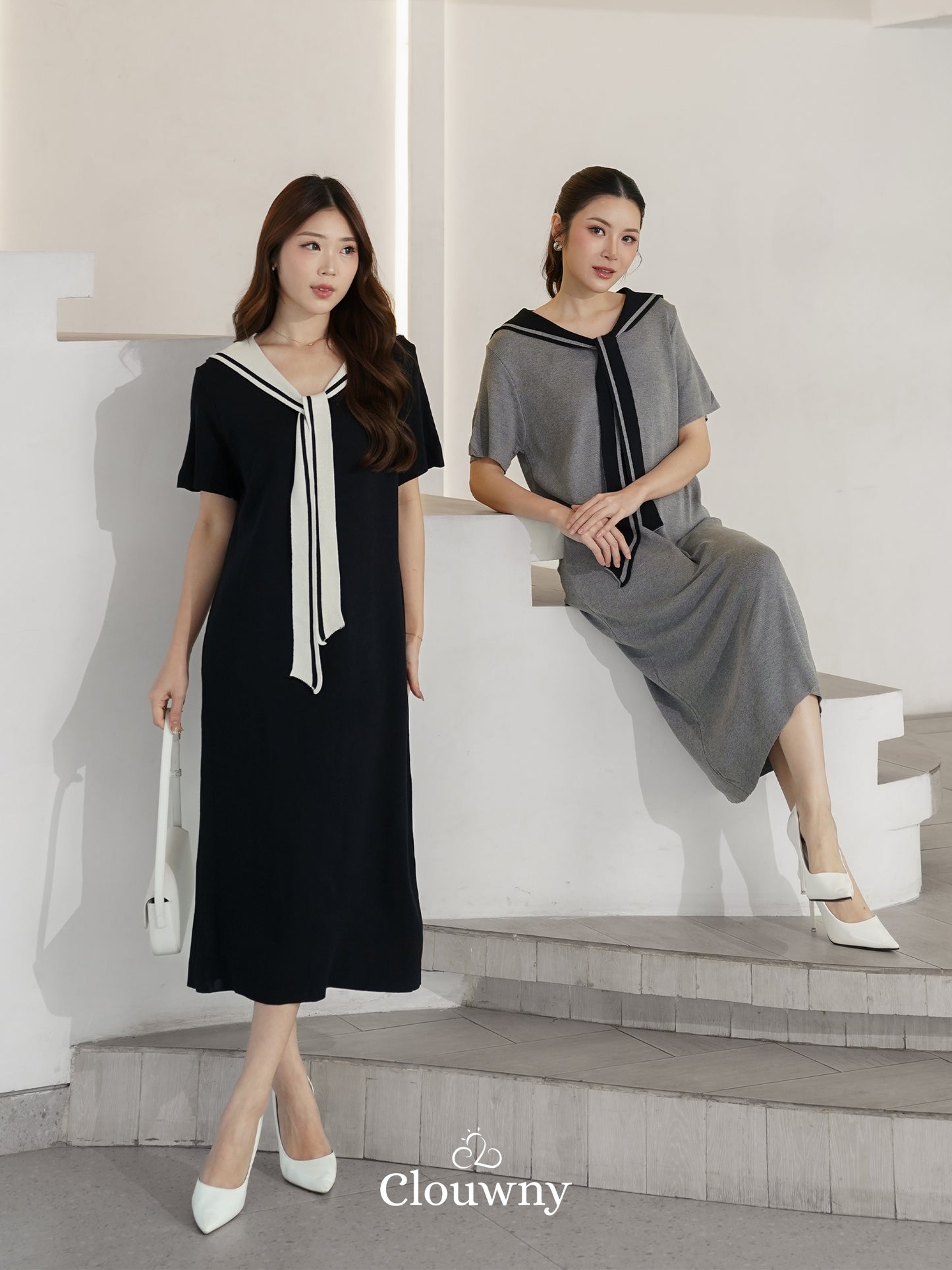 Haru Scarf Knit Dress - Black