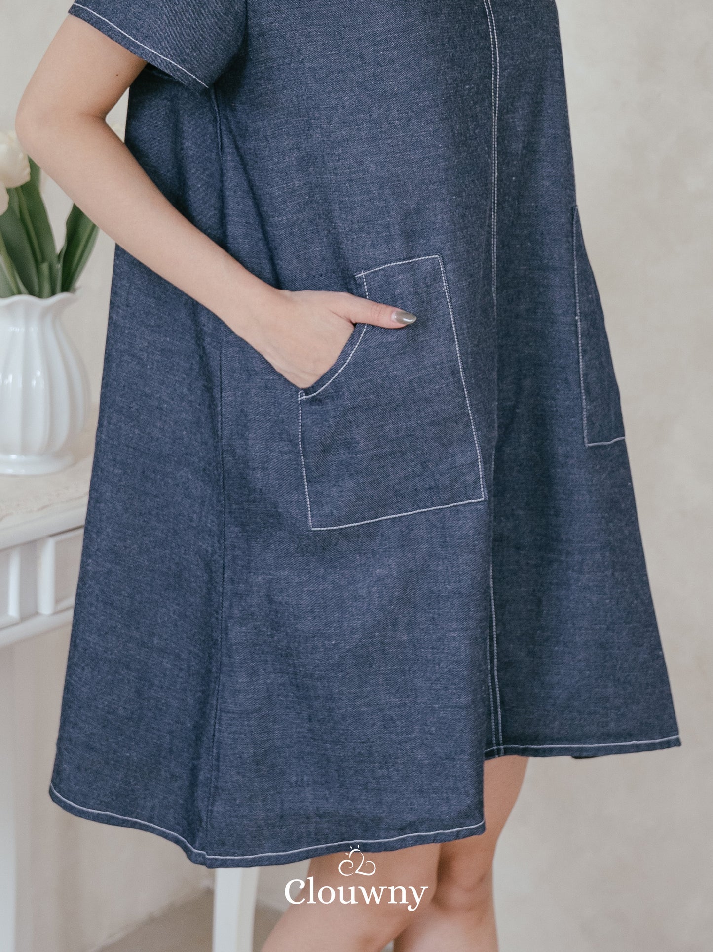 Cale Denim Dress - Navy